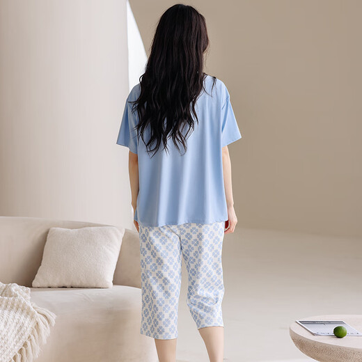 
Modal pajamas for women in summer pure cotton 2025 new short-sleeved cropped trousers with chest pads for outdoor wear for women's suits 9215 pure cotton short-sleeved cropped trousers M Recommended 80-100Jin [Jin equals 0.5 kg]