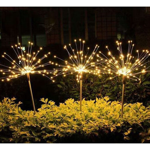 Maoyuantai Solar Fireworks Light Dandelion Ground Plug-in Light Garden Courtyard Lawn Decoration Light Outdoor Color Light Waterproof Night Light Colored Light 2 Function Solar Ground Plug-in Light 90 Lights Single