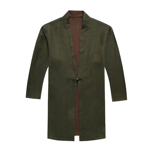 Nan Chinese style men's autumn windbreaker ramie Chinese handmade buckle top large size men's casual jacket Hedi 17# dark blue L