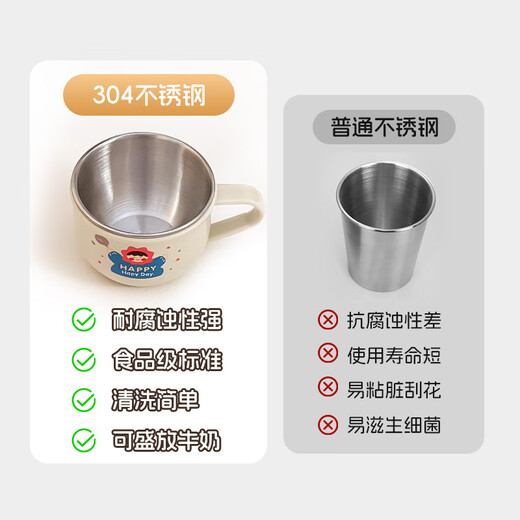WORTHBUY 304 stainless steel children's water cup baby open learning cup tea drink small cup kindergarten milk cup male