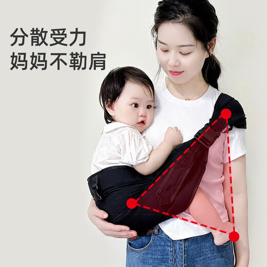 芬也（FENYE）抱娃神器解放双手背带婴儿前抱式外出简易新生儿背娃神器两用 【透气网面款】开肩网款背带-黑
