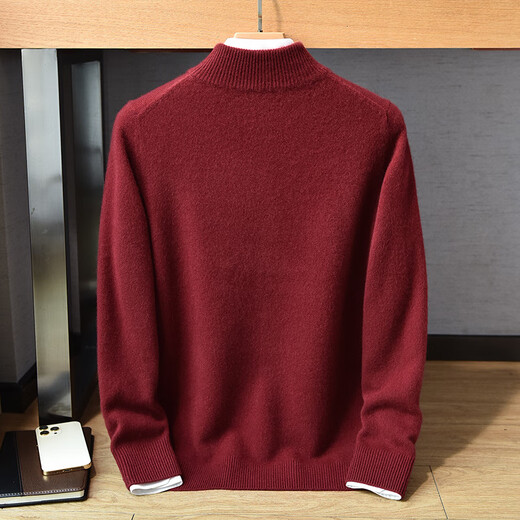 Année de naissance d'Ordos City Sweater rouge Pure Pullmere Sweater pour hommes d'âge moyen et de collier de tortue des jeunes