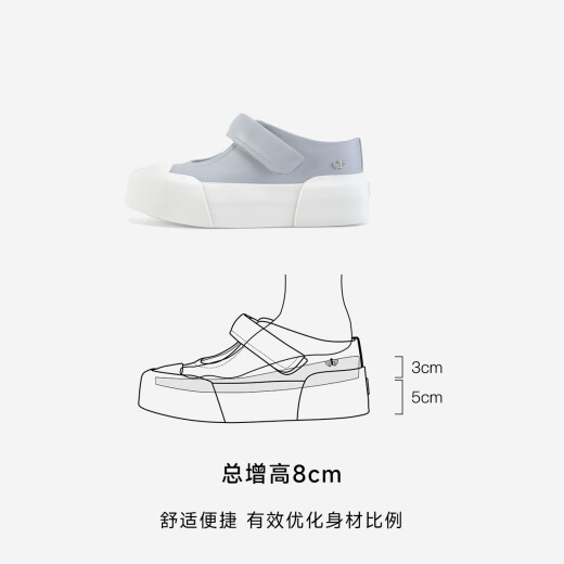 艾今（IIJIN）2024新款8cm厚底内增高时尚简约一脚蹬包头拖鞋女YF698ABQ 灰色 35