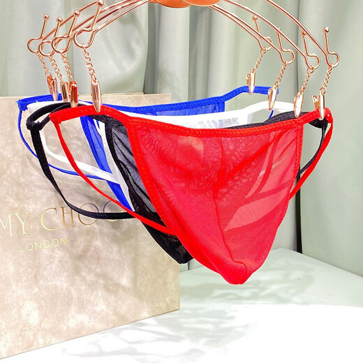 2024 Men's Low Waist Sexy Fashion Breathable T-Pants Gay Double Butt Mesh T-Pants Men's Underwear Moisturizing White 100-180 Jin Jin is equal to 0.5 kg, all can be worn