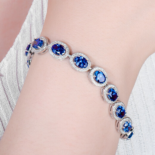 DL 1998 Fat Donglai same style sapphire bracelet for women s925 silver new style elegant versatile pavé blue zircon tanzanite 925 silver bracelet 17-20 cm adjustable