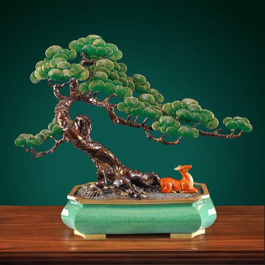 
Jinfuxi Welcoming Guest Pine Brass Large Ornament High-end Atmospheric New Chinese Style Living Room Office Villa Decoration Company Opening Gift BJ1391---Welcoming Guest Pine