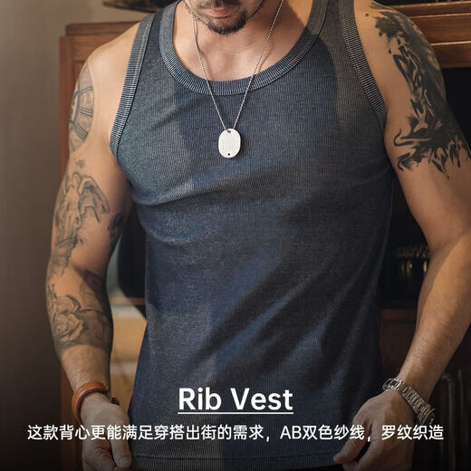 
Maden workwear American cotton vest men's fitness sports old man sweatshirt sleeveless T-shirt hurdle heavy threaded vest base off white [2 shots to save 5 yuan/summer wear] M (170)