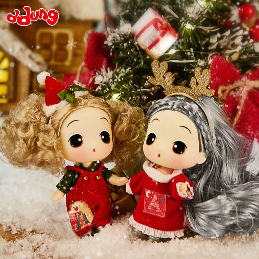 Shantou Lincun's new Christmas doll ornaments, cute doll gift box, creative gifts for girls and children, curly overalls 9cm without sled and snowboard