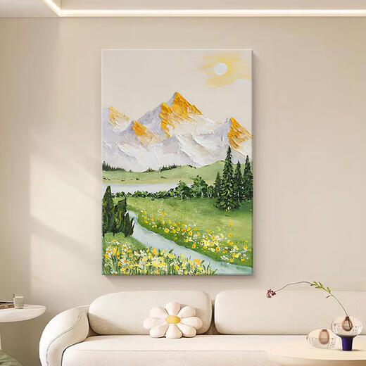 三栖虎日照金山客厅装饰画山水风景肌理挂画玄关走廊落地画沙发后墙壁画 15833-3 40*60