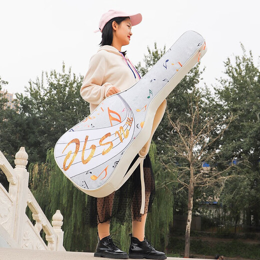 Jinchuanjinchuan民谣吉他琴包电吉他包41寸吉他背包女可爱吉他包个性涂鸦 电吉他包  旧时光