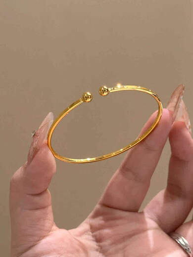 CAOX French Michelle aperture round bead bracelet 18K gold plain ring glossy live mouth bracelet 18k gold bracelet thin and elegant