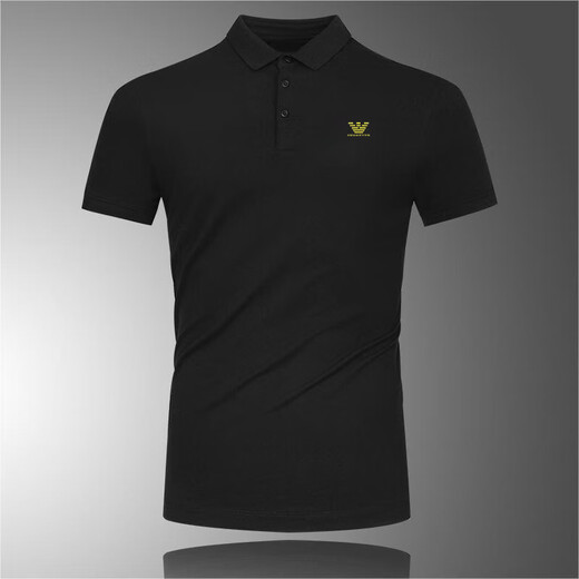 ARMANIBR Armani Summer Men's Business and Casual Short Sleeve POLO Shirt Mulberry Silk Flip AM756 Black Lapel M Reference Weight 90-120Jin [Jin equals 0.5 kg]