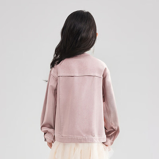 
Disha children's clothing girls jacket 2025 autumn children's casual medium and big children's girls denim jacket Gray Rose Powder 160