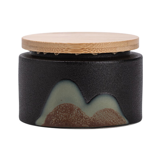 Su's ceramics hand-painted glaze colorful Qianli Jiangshan tea can sealed can (small size)