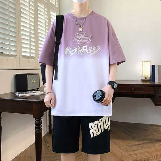 Vanjanuo Youth Sports Set Junior High School Schüler 16-17 Jahre alte Jungen Sommerkurzärmelte T-Shirts 12-15 Jahre alte Schüler 3523-5 Weiße Set kurzärmelig + schwarze Shorts M (ca. 75-100 Jin [Jin gleich 0,5 kg]))