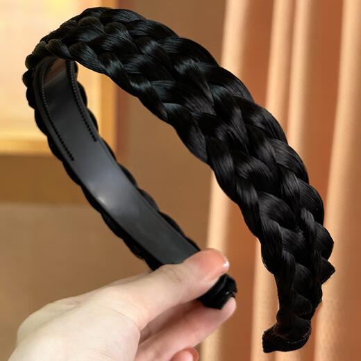 Shijun (SHIJUN) headband headwear for women high-end 2025 new wig hairband pressed hairpin hair bundle twist braid hair hole fish 02# black brown