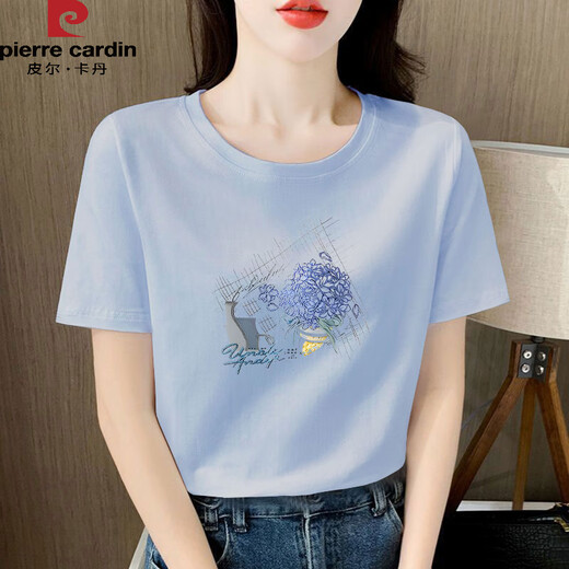 Pierre Cardin Comced Pure Cotton White T-Shirt für Frauen kurzärmelige lose Nische Schöne Design Sense T-Shirt Sommer 2025 Neue Top 6196 Weiß hochwertige Baumwollkurzärmel-M (Empfohlene 80-105 Jin [Jin gleich 0,5 kg]))