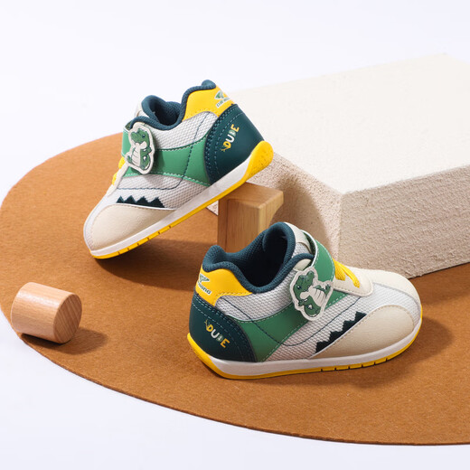 
Dr. Jiang's autumn boys and girls' front shoes cute cartoon breathable lightweight and easy to put on and take off Velcro baby shoes rice/green 22