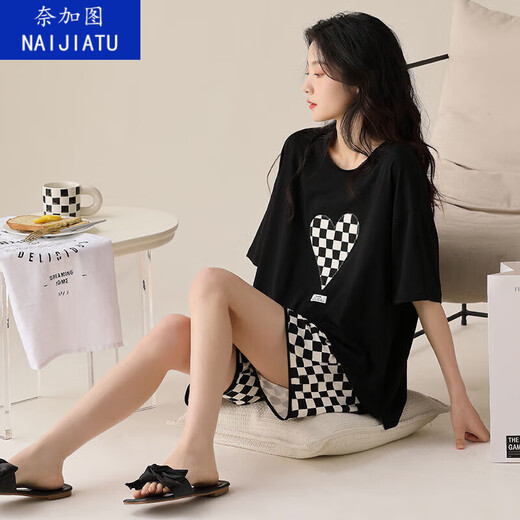 Naigatu 2023 Neue Pyjamas für Frauen im Sommer kurzärmelige Ins koreanische Version Casual Größe 200 Jin [Jin entspricht 0,5 kg] Lose Anzug kann außerhalb von 683 Blue Pa Dog 5xl getragen werden [vorgeschlagen 200-250 Jin [Jin gleich 0,5 kg]]