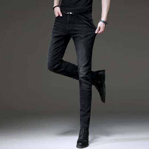 Sept Wolves 2025 Spring haut de gamme Nouveau jean noir Black Style Men's Korean Trendy Ripped Pantals Pantalons Trendy Casual Casual