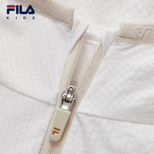 FILA Children's Sun Protection Clothing 2025 Autumn New Loose Hooded Woven Jacket for Boys, Middle and Large Children Standard White-WT 160
