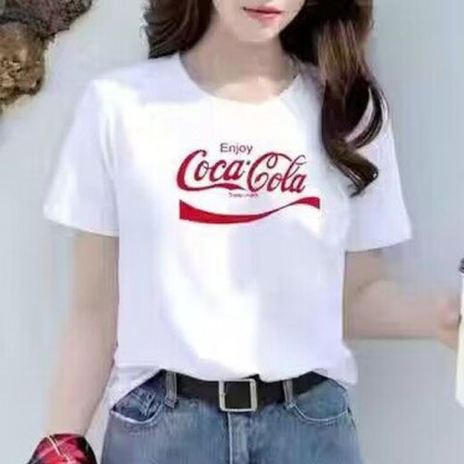 Kurzärärmelte T-Shirt für Frauen Einfache Sommersportarten Lose großer Frauenkleidung regulärer runder Nackendruck weiße koreanische Version kurzärmelig 9928 M 85-95jin [Jin entspricht 0,5 kg]