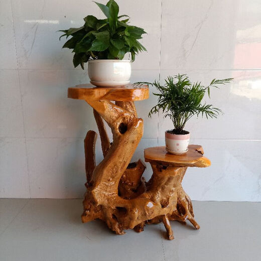 Root Talled Stand Tree Root Ornament Natural Log Sala de estar de madera maciza Base de pescado de bonsai de múltiples capas Balcón de hiedra verde H6130 Para más estilos, comuníquese con el servicio al cliente
