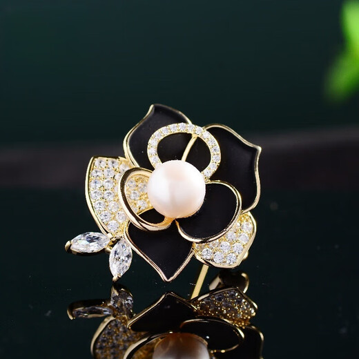 DCOIN camellia brooch women's high-end freshwater anti-exposure pin pearl corsage silk scarf buckle for mother's birthday gift camellia brooch gift box white