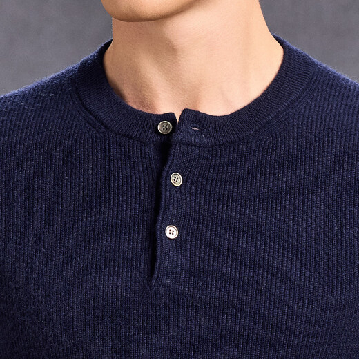 Antonio 100% cashmere Henry collar cashmere sweater for men with delicate touch, warm and skin-friendly sweater for men, upper green L/50(175/92A)