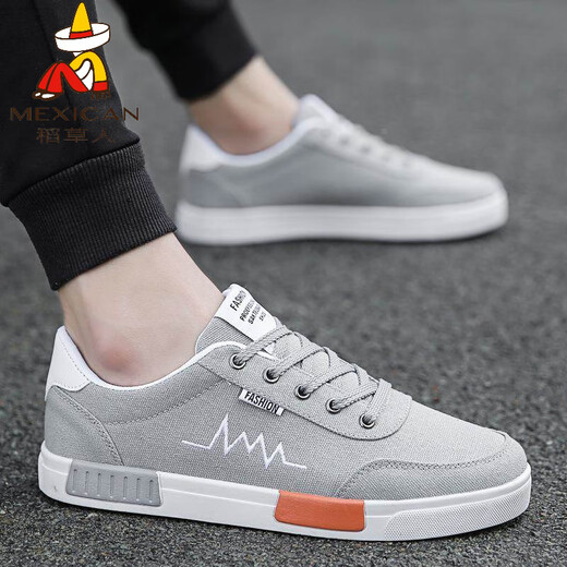 Scarecrow (mexikanisch) 2025 Sommer neue Leinwandschuhe Männer koreanische Stil Trendy Herrenbrettschuhe Schüler Vielseitige Stoffschuhe atmungsbezurbbare trendige Schuhe Herrenschuhe 6636 Schwarz und Weiß 41