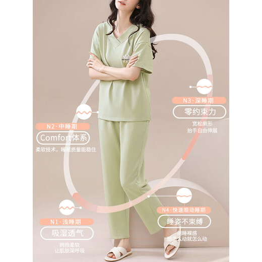 Xia Wa.zhi.Show Pyjamas für Frauen 2025 Neue Sommerpure-Baumwolle können an der Außenseite kurzärmelige Super- und Herbst-Heimbekleidungsset 679 [echtes reines Baumwoll] M (empfohlenes Gewicht 80-100) getragen werden (empfohlenes Gewicht 80-100)