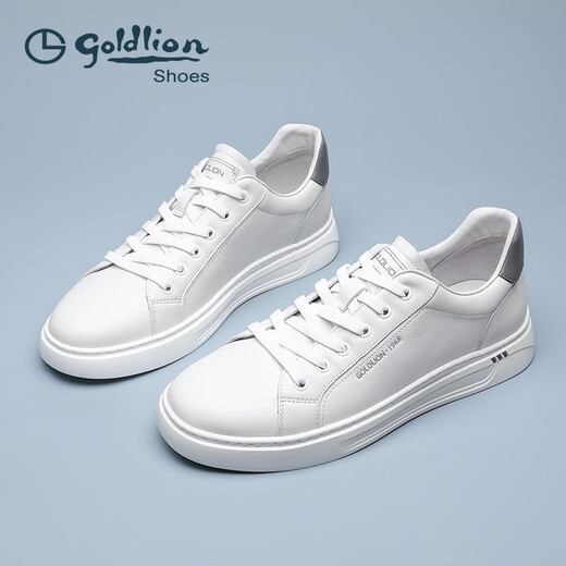 金利来男鞋2025春季款时尚休闲板鞋男轻质简约软底舒适小白鞋男系带男鞋 白色739 40 （欧码，偏大一码）