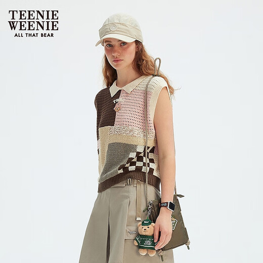 Teenie Weenie小熊女装毛衣2025秋季新款时髦新颖清爽舒适针织背心 粉色 S