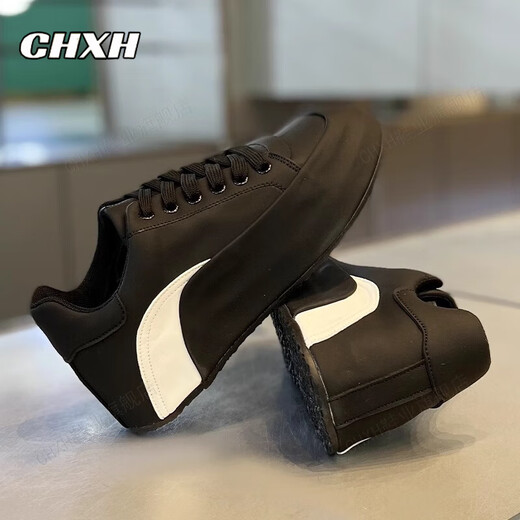 CHXH轻奢牛皮男鞋2025夏季新款透气小白鞋男士运动板鞋增高休闲鞋子男 白色308【皮面】-限量款 40 （运动码）