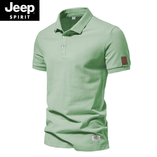 JEEP SPIRIT美式复古珠地棉男士polo.衫纯色休闲商务通勤短袖T恤夏季半袖翻领 紫色(AQ新691) M M(100-120斤)