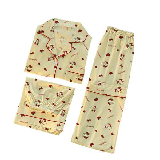 Langsha (Langsha) Katie Cat Summer Pyjama Fraueneiseice Seiden Shorts Shorts Cartoon süße lose Studentin Revers Home Kleidung KK-14101# M empfohlen 80-100jin [Jin gleich 0,5 kg]
