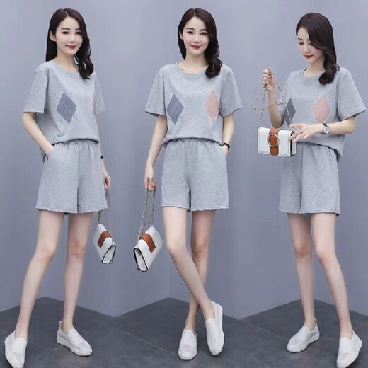 
Pier Cardin summer fat mm casual sports suit short-sleeved women's large size new fashionable shorts loose running suit two-piece set 687 navy blue M Recommended 80-95 Jin [Jin equals 0.5 kg]