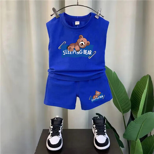 SUYOUMI kaufte 3887 Mal neue Sommerkleidung für Jungen, Westenanzug für Kinder, modisch, dominant, Sommer, ärmelloser Sommer für Kinder, Eisseidenstoff, kühl im Sommer, blau Doraemon 90 Empfehlung 80–90 cm