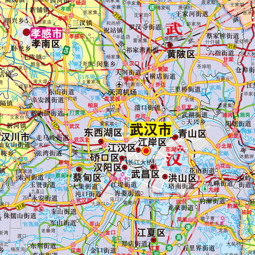 湖北地图 2025年湖北省政区交通地形 1068*749毫米