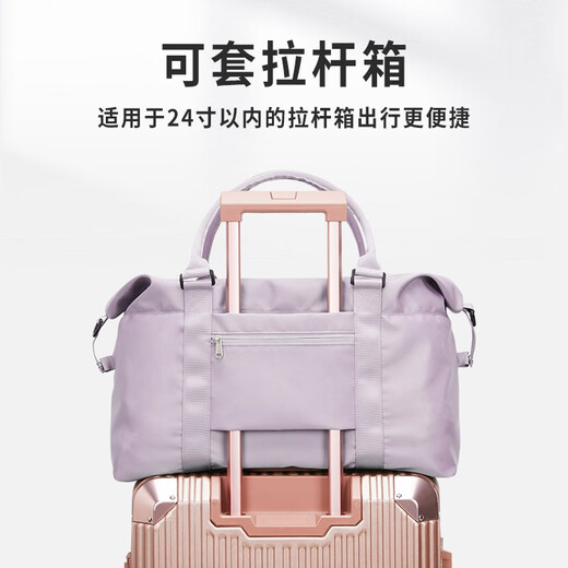 Landcase 孕妇待产包收纳袋大容量行李袋产妇用轻便防水手提旅行包旅游包 浅紫大号（有肩带，有干湿分离）