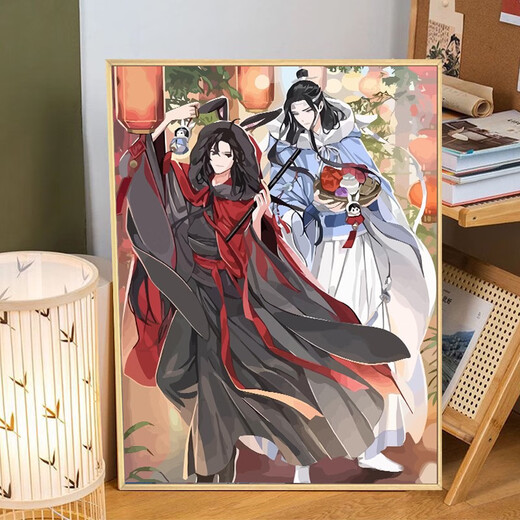 流西魔道祖师陈情令魏无羡DIY数字油画手工绘填充涂色卡通丙烯装饰画 LL9856 30*40cm加厚实木内框