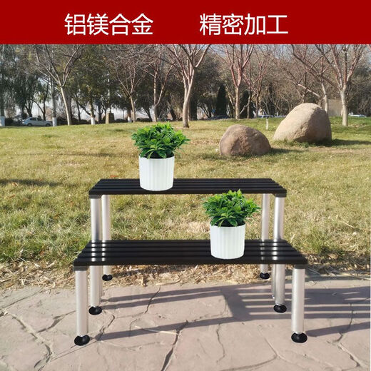 铝合金不锈阶梯多层花架子花盆架庭院户外阳台绿植盆栽承重现代 黑12023套架(高+低/每个6立柱)
