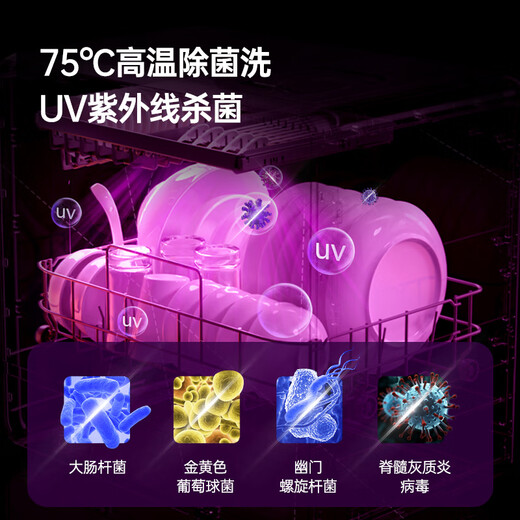 GORGENOX German 6 sets of desktop wall-mounted dishwashers require no installation, high-temperature UV sterilization, automatic hot air drying, ultra-thin tabletop dishwashers with manual water addition, white