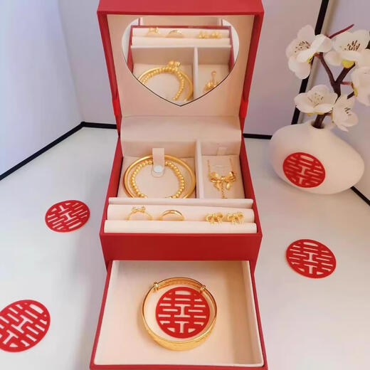 Qian Sheng Yuan Lao Phoenix 999 Engagement Simulation Three Gold Jewelry Bride Fugitive Princess Necklace Female Wedding Hardware Props Set Fugitive Princess Three Gold Set + Shan Lao Fengxiang Quality