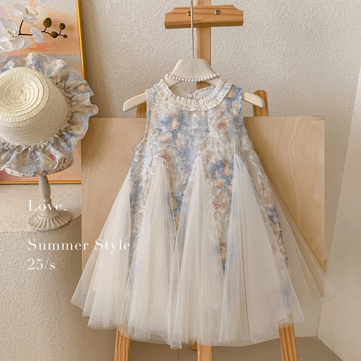 G.DUCKKIDS小黄鸭童装女童连衣裙夏季2025薄款儿童裙子女孩夏装背心裙网纱裙 花色akokasc（送帽子） 120 尺码5~6岁【110-120cm】cm