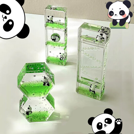 Panda Oil Drop Hourglass Decompression Artifact Emotional Healing Office Desk Ornament Creative Quicksand Bottle Timer Decoration Panda Oil Drop-Music Note Style