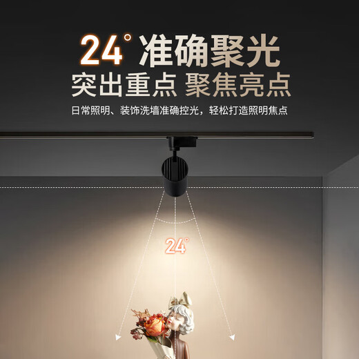 FSL Foshan lighting track light led spotlight clothing store commercial super exhibition hall spotlight background wall surface mounted track spotlight black shell 25 watt white light-purchase second line guide rail