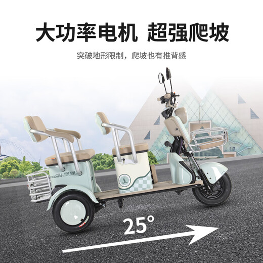 Phoenix (Phoenix) new Jiaolong electric tricycle household electric motorcycle adult three-wheel leisure cargo double row battery car 600W+48V24A black gold + battery life about 45 kilometers