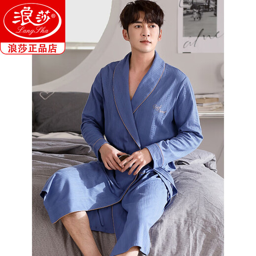 Langsha Waffle Bashbrobe Spring y Autumn Cotton Pure Cotton Media Longitud Medio Campo 2025 Nuevo absorbente Basca Integrada LJ16822 L [peso 120-140Jin [Jin equivale a 0.5 kg]]]