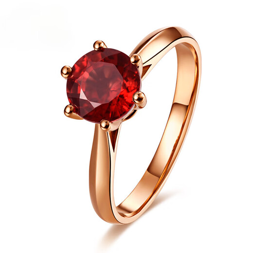 COASZE red gemstone ring for women 18K gold garnet color treasure classic six-claw rose gold gemstone for girlfriend, red 18K gold, about 1 carat garnet